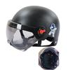Men Motorcycle Helmet,Woman Electric Motor Car Scooter Bike Open Face Half Helmet,Anti-UV Safety Hat Bicycle Cap with Goggles