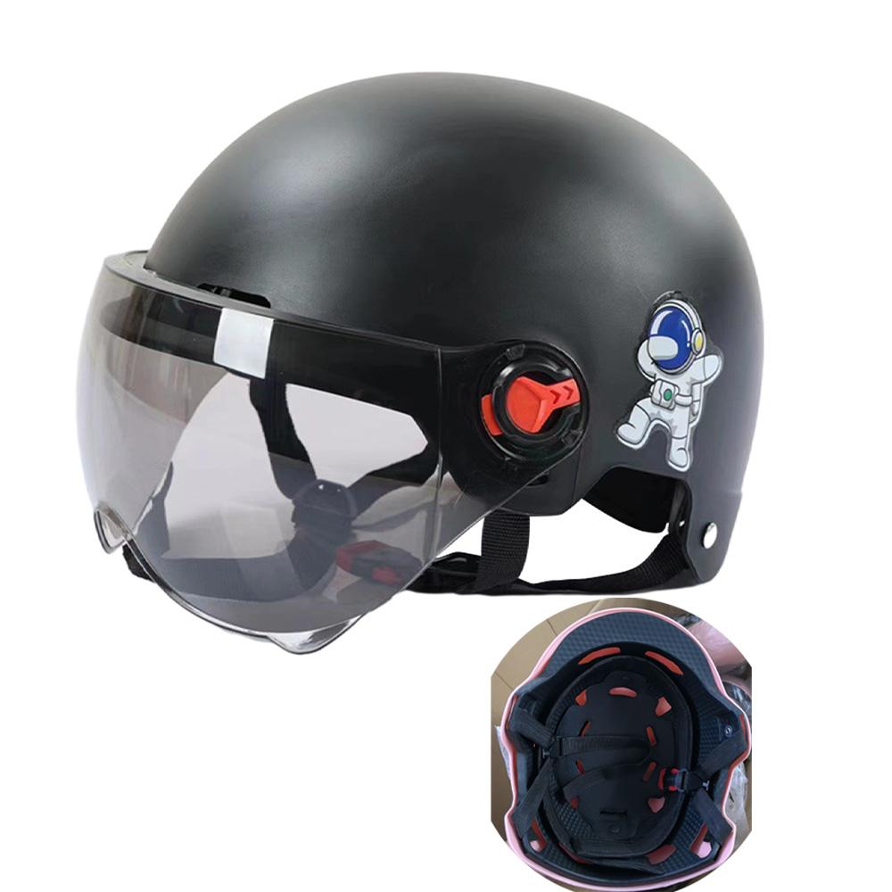 Men Motorcycle Helmet,Woman Electric Motor Car Scooter Bike Open Face Half Helmet,Anti-UV Safety Hat Bicycle Cap with Goggles