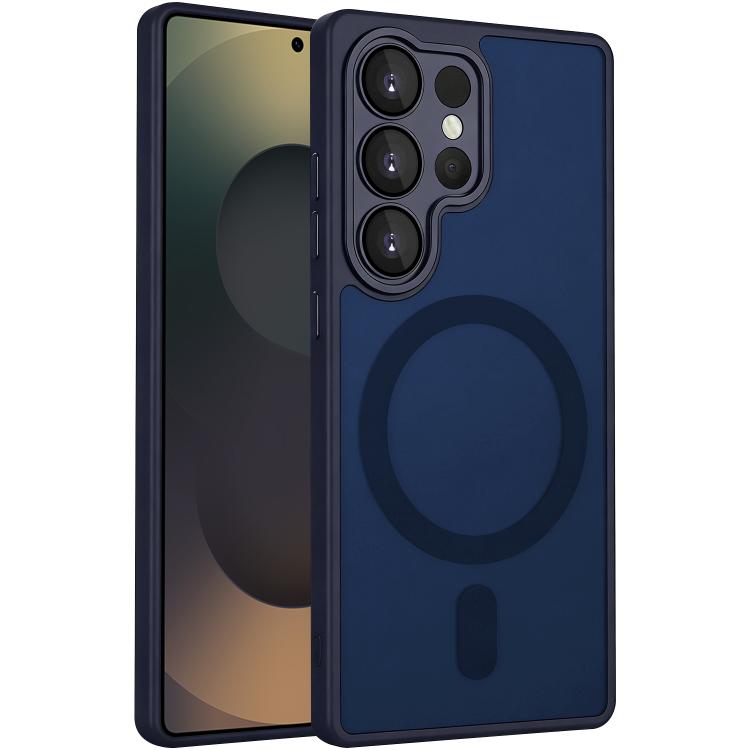 

XDcase Skin Feel Magnetic Frosted Phone Case with Lens Film For Samsung Galaxy S25 Ultra 5G темно-синього кольору