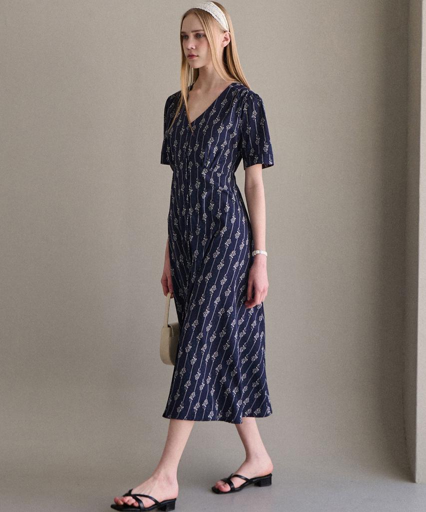 LUSIDA Drawing Pattern Dress - Navy