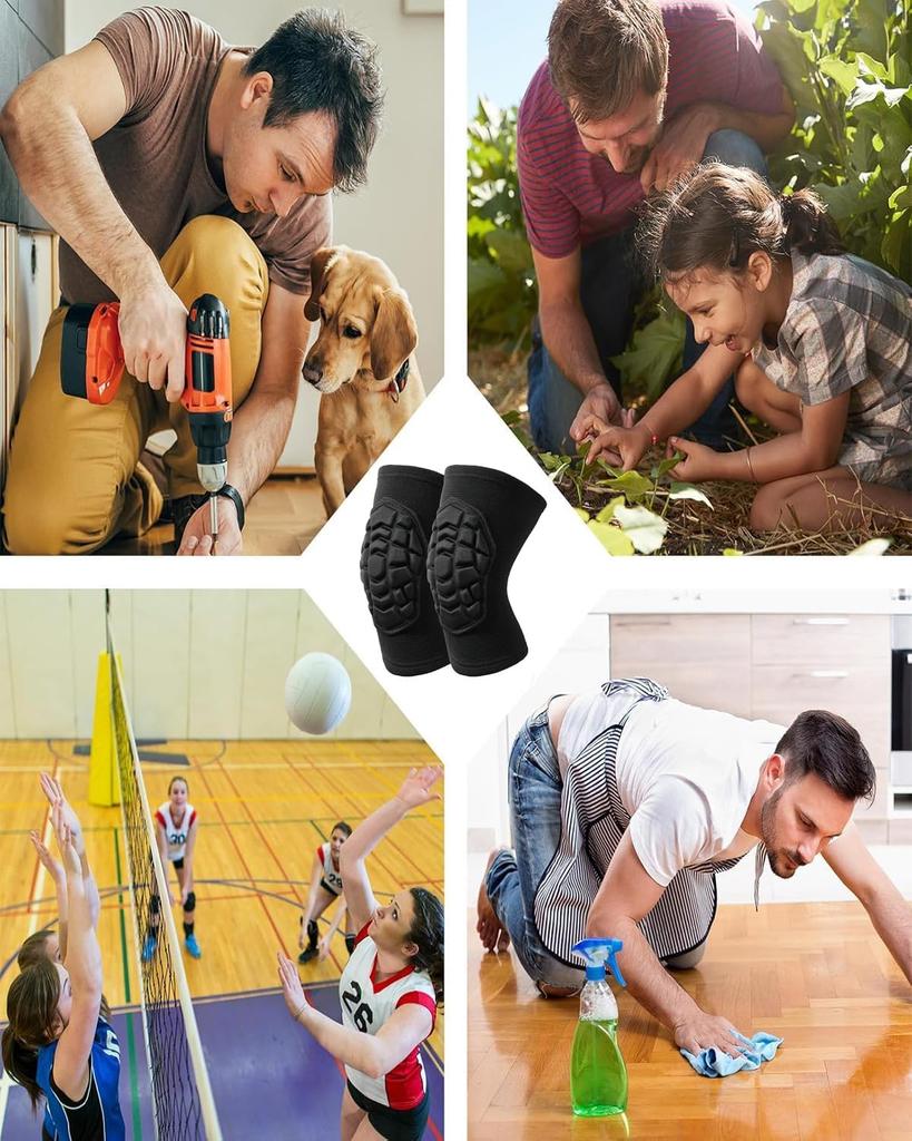 Knee pads for knee and Flexible and unisex knee pads for both Ideal for fast mountain volleyball, support, work. breathable, knees. Black. climbing.