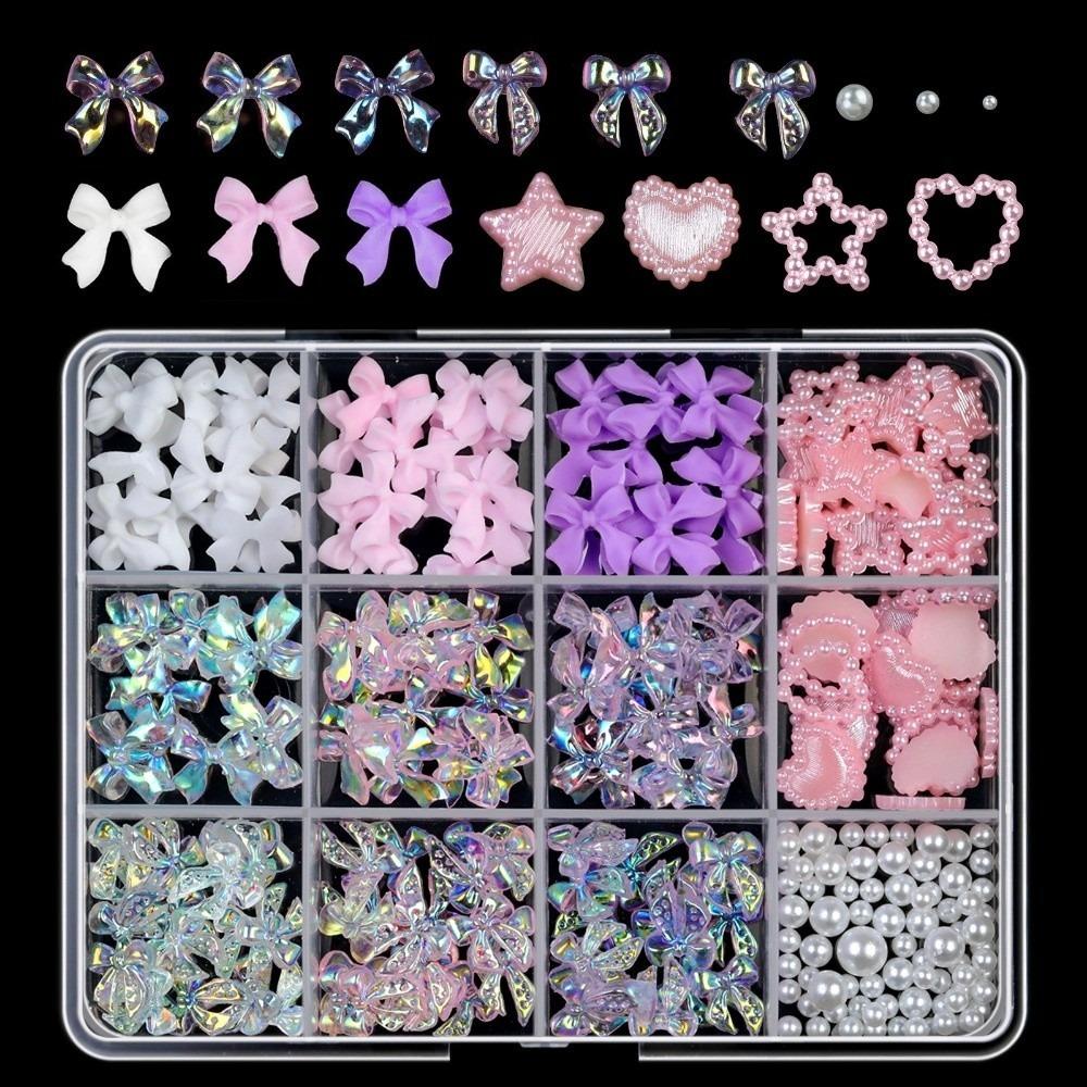 Shimmer Jelly Rhinestones Mixed Bowknot Nail Art Decorations Hot 3D Nail Charms  for Nail Art