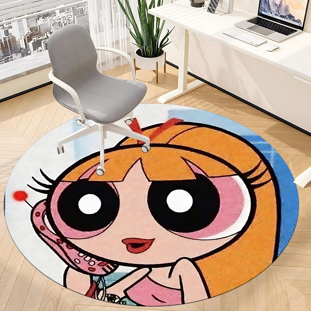 Powerpuff Girls Office Round Area Rug, Under Office Chairs Bedroom Living Room Home Decor a0908198