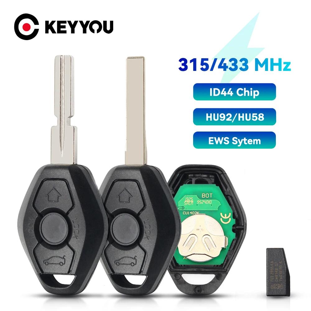KEYYOU With Cutting Service EWS Sytem ID44 Chip For BMW E38 E39 E46 X3 X5 Z3 Z4 1/3/5/7 Series 315/433MHz Keyless Remote Car Key