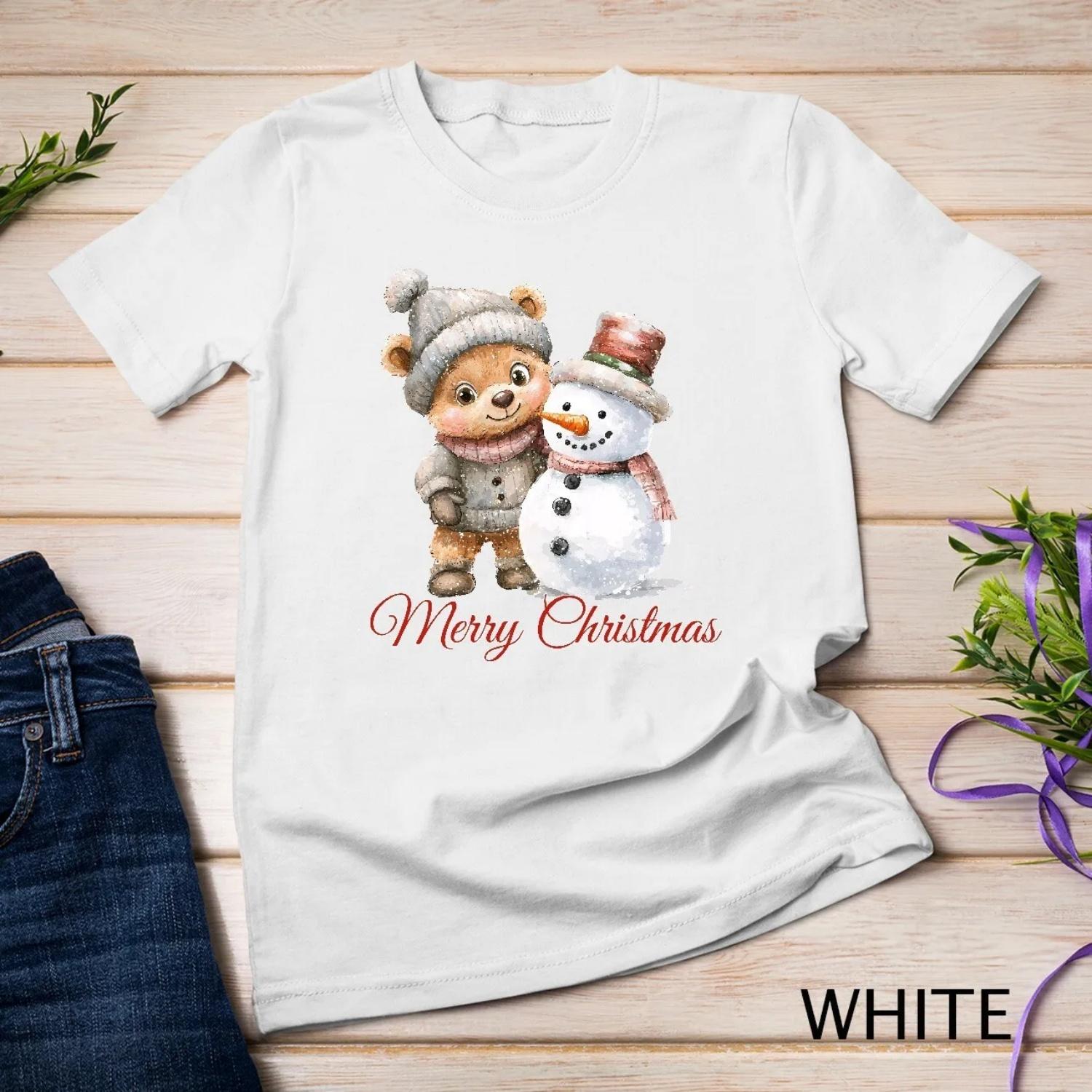 

Cute Teddy Bear Celebrating Christmas Funny T Shirt XXXXXL білий
