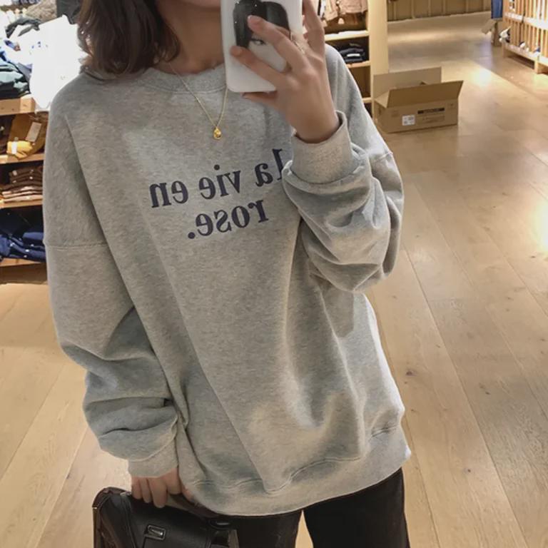 2024 Herbst Koreanischer Lockerer Pullover mit Buchstabenprint - Damen Langarm Pullover Studenten Oberteil Trend