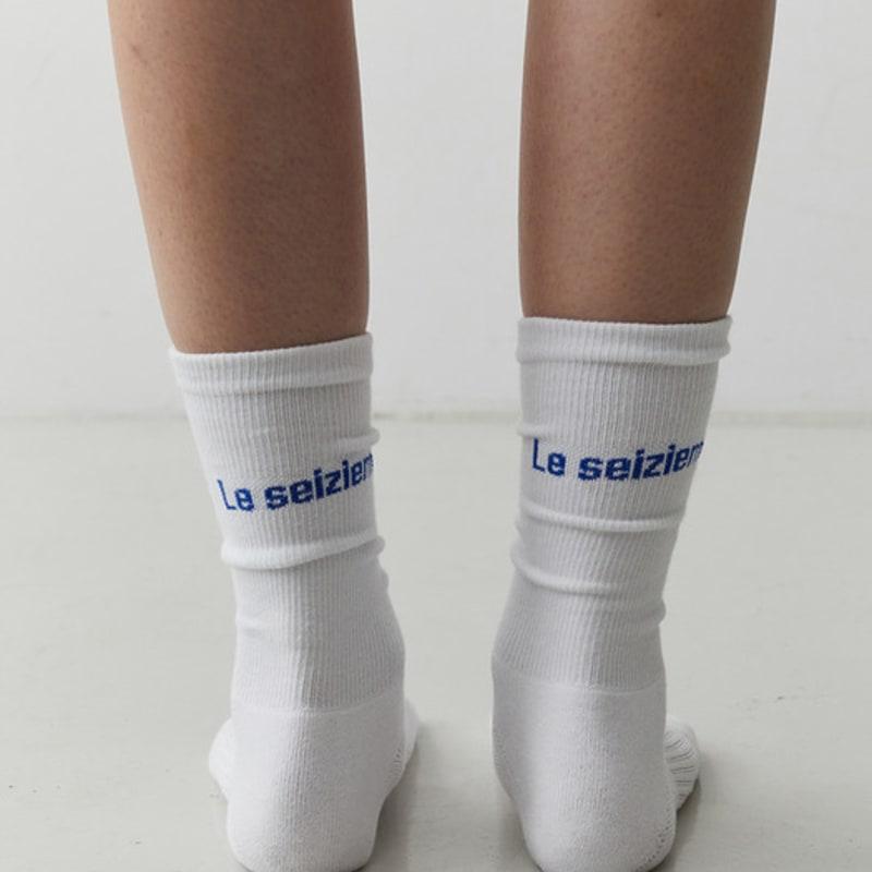 LESEIZIEME [SET] Logo Basic Socks (White & Cream)
