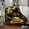 Tyrannosaurus Rex In A Lush Jungle Setting With An Open Mouth And Sharp Teeth Throw Customizable Blanket Personalized Text Warmthful Decor Versatile
