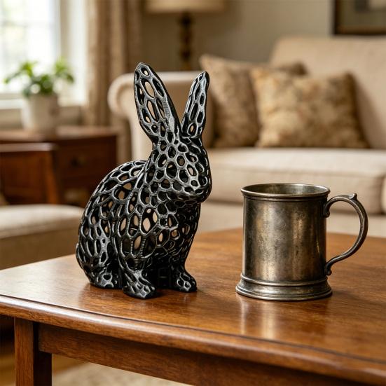 Easter Hollow Bunny Figurine 3D Printed Rabbit Statue for Home Office Table Bookshelf Decor Spring Party Supplies
