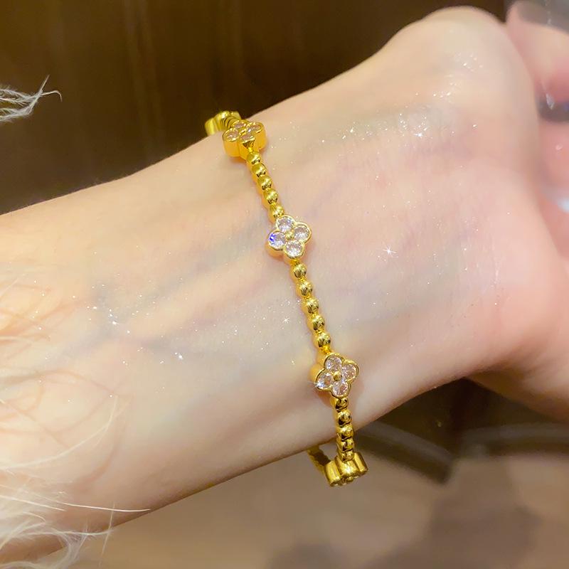 Браслет-цветок из циркония с покрытием из 18-каратного золота - Роскошная ретро-мода