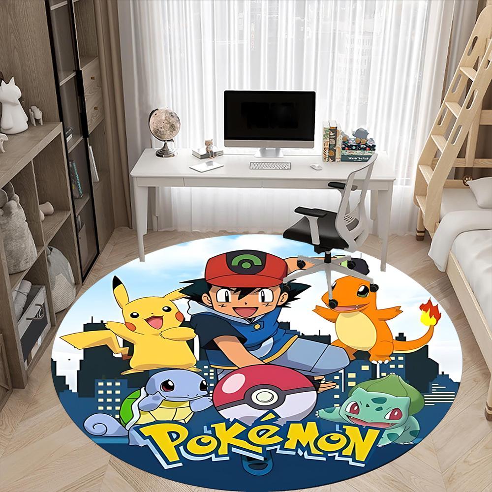 1pcPokemon Characters Office Round Area Rug, Indoor Mat Suitable For Office, Bedroom Living Room Home Decor, Room Deco, Offic a0928171