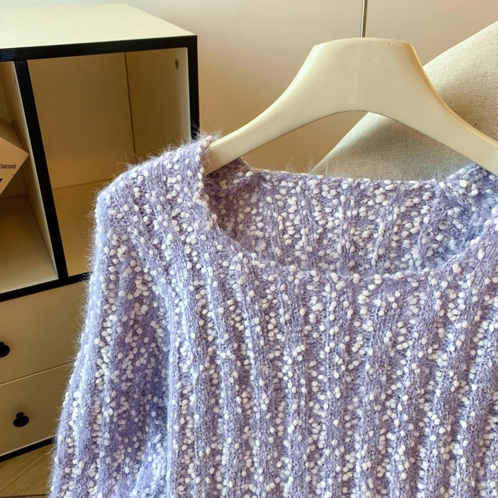 Soft Fluffy Korean-Style Hollow Out Loose Sweater for Women - Autumn/Winter Lazy Vibe
