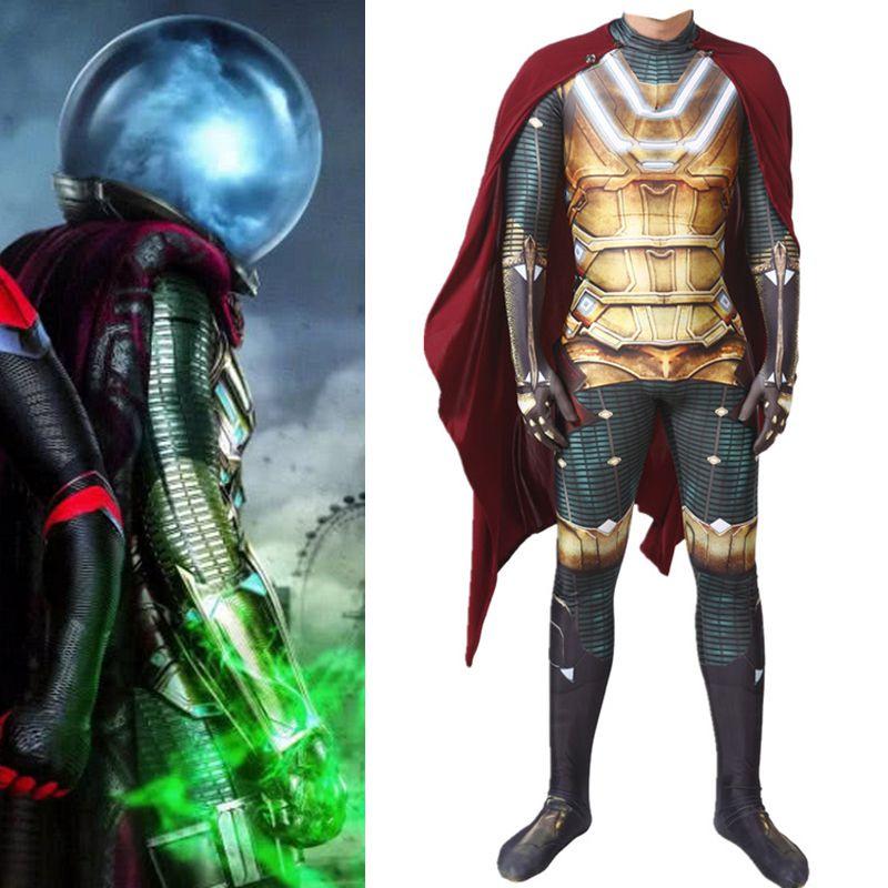 Spider-man Far From Home Mysterio Costume With Detailed Jumpsuit And Cloak**