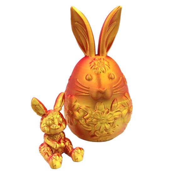 Påskhare Äggprydnad med Rörlig Ledad Kanin Inuti 3D-printad Kanin Blomma Äggfigur Påskhelg Festdekoration