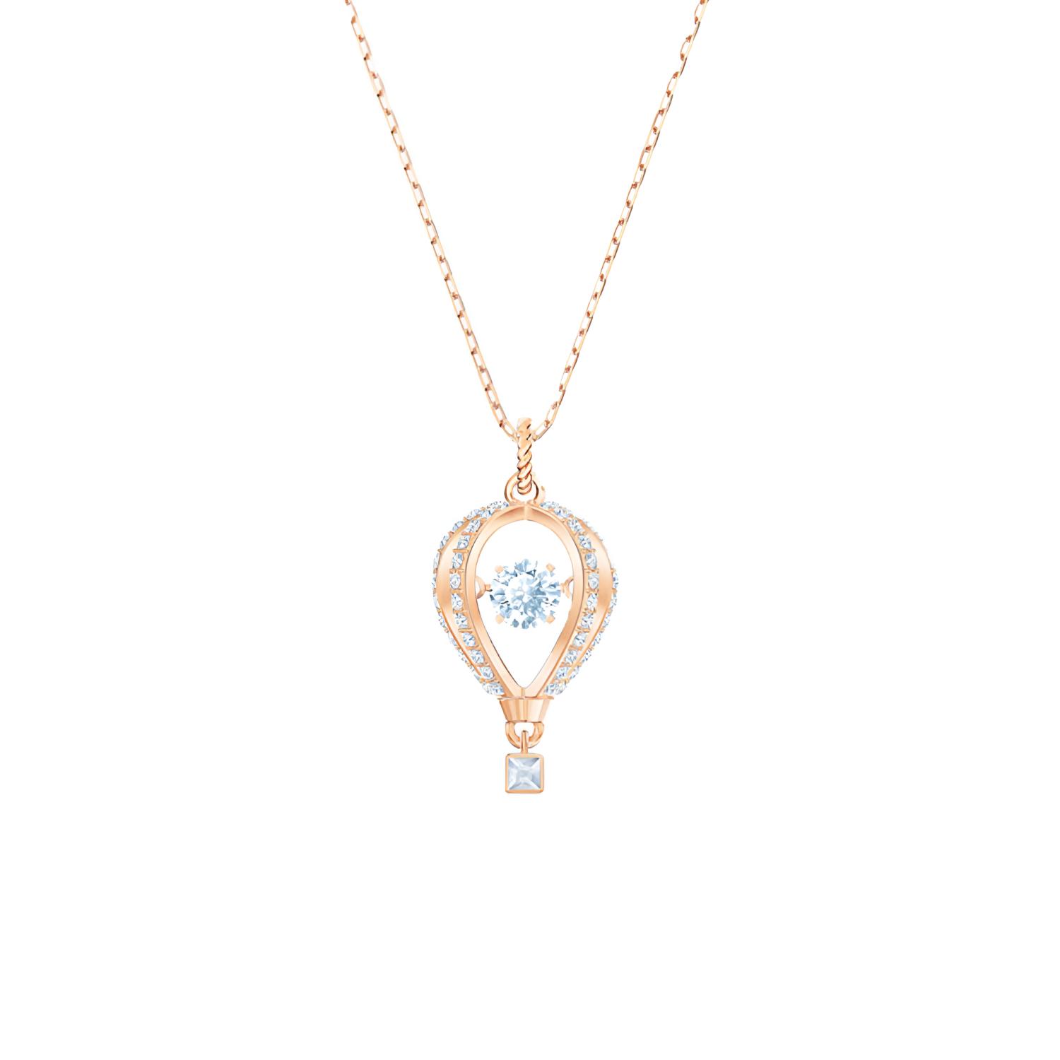 Swarovski Into The Sky Confession Balloon Pendant Necklace Women necklace Rose-Gold 5483990 Box (Random Color)