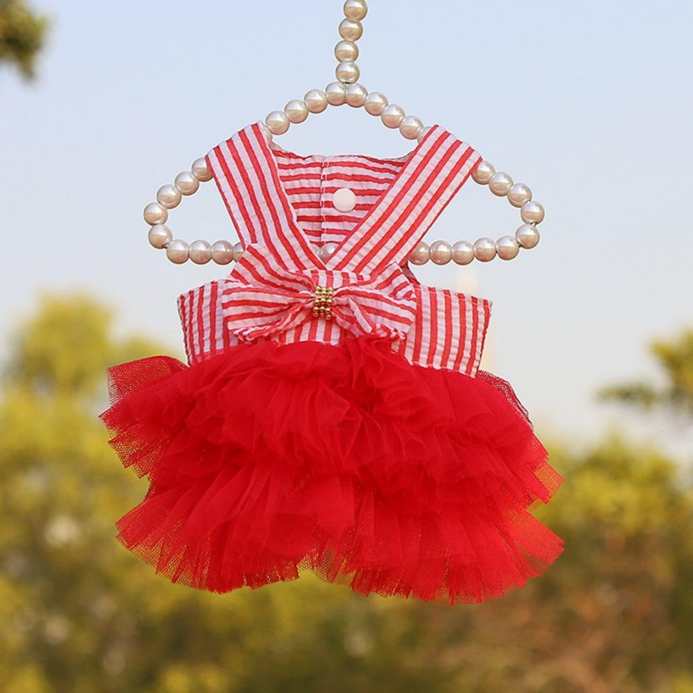 Small and Medium Dogs Spring Summer Dogs Cats Pet Clothing Supplies Cat Clothing Striped Suspender Mesh Skirt
