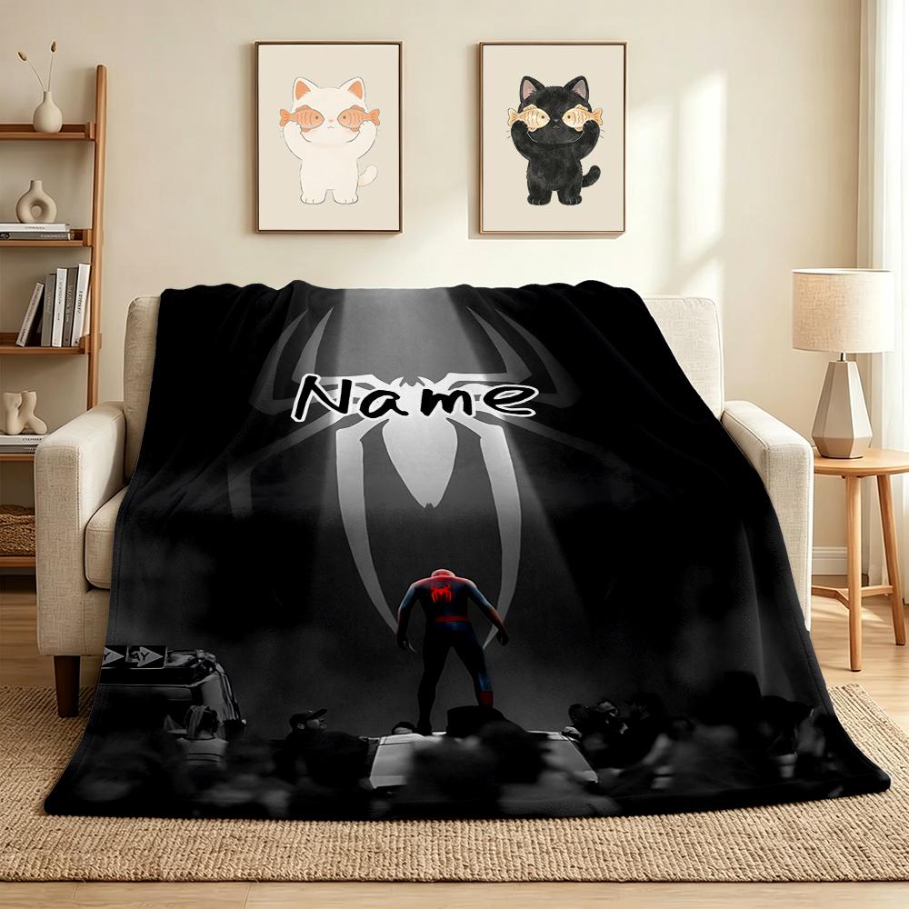 Custom Name Spider-Man Mask Flannel Blanket Throw Blanket Soft Warm Sofa Bed Decor Unique Gift