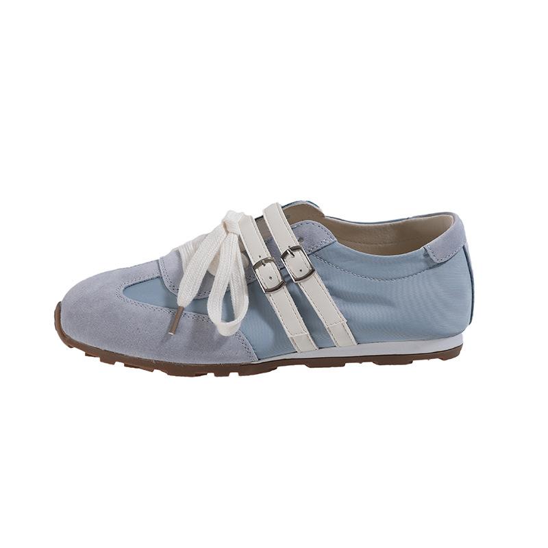 Round Head Fashion Retro German Training Shoes Women's Spring 2025 New Flat-bottomed College Style Casual and Light Sports Women's Shoes