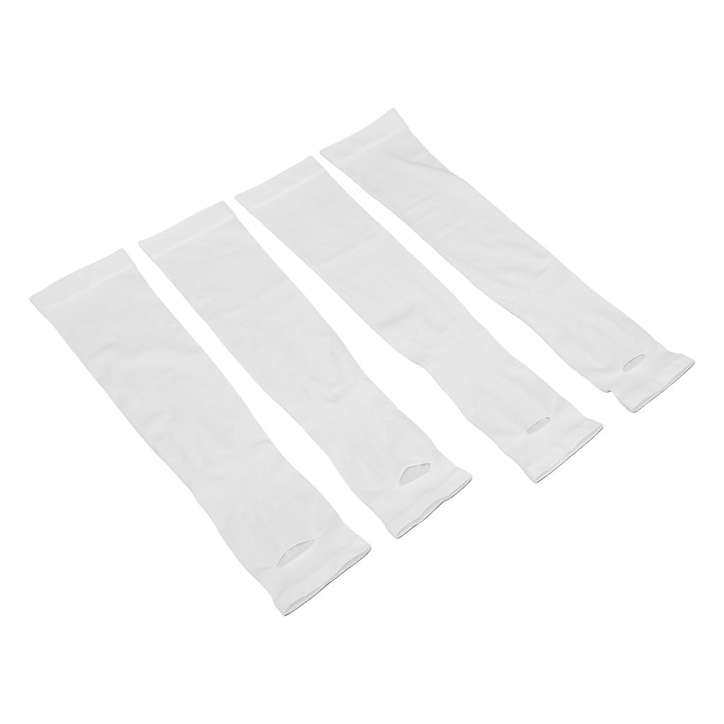 2 Pairs Sun Protection Sleeves with Thumb Hole Cooling Breathable Arm Sleeves for Both Sports and Daily Wear White 32G