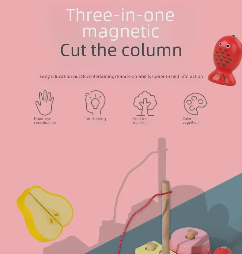 Children's Educational Toy Set: Shape, Color Matching, Building Blocks, Fishing Game, and Fruit Cutting.