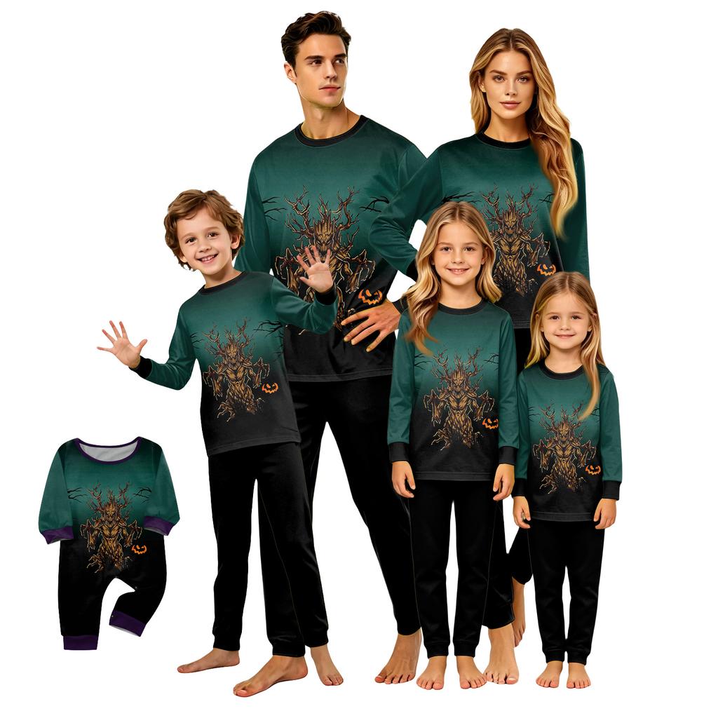 Matching Family Halloween Pajama Set - Long Sleeve Top and Pants for Parents and Kids