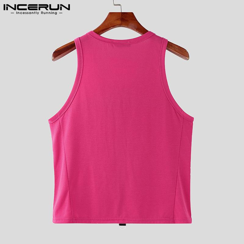 INCERUN Summer Men Strap Sleeveless T-shirts Racerback Tank Tops