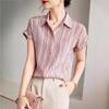 Crepe De Chine Shirt Women's Short-sleeved Summer New Style Thin Stylish Temperament Commuter Polo Collar Shirt Top