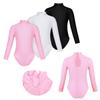 Kids Girls Long Sleeves Turtlencek Hollow Out Ballet Dance Gymnastic Leotard Jumpsuit Dancewear