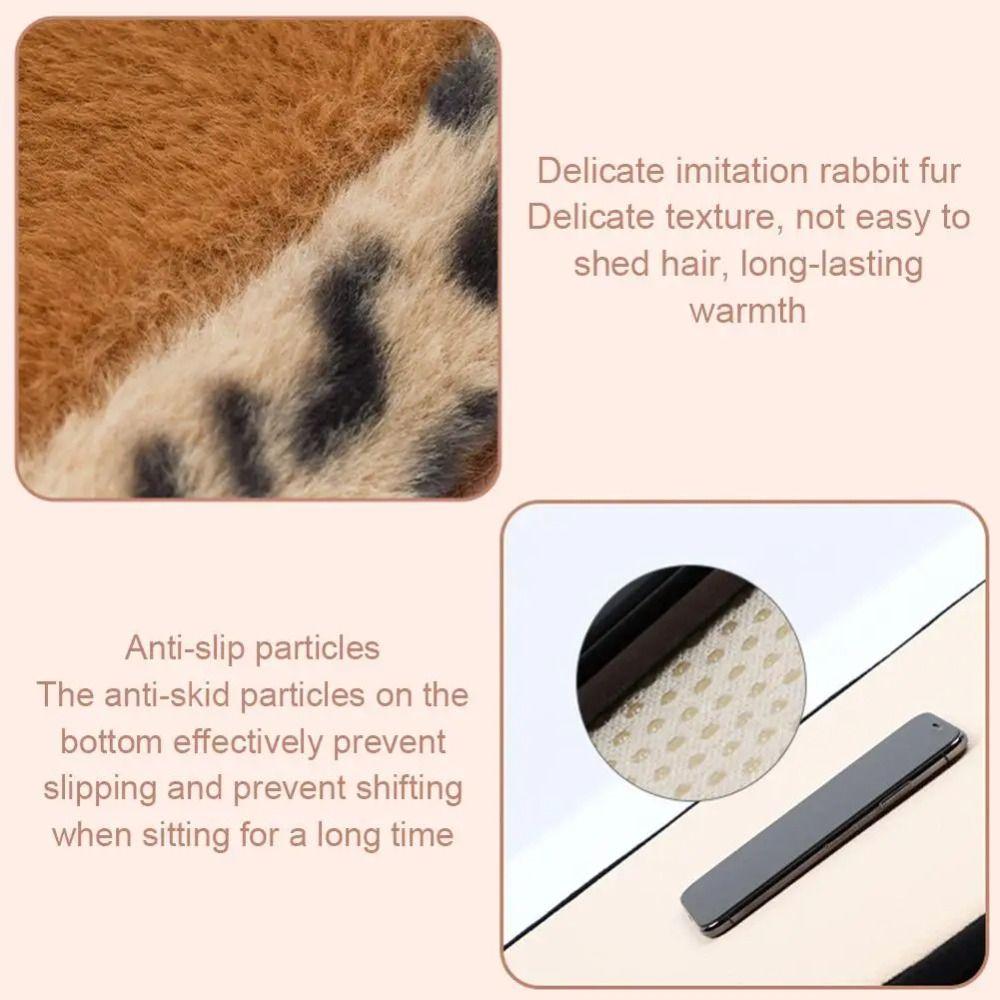 Bow Leopard Print Car Headrest Flower Plush Seat Cushion Car Seat Decoration Lumbar Support