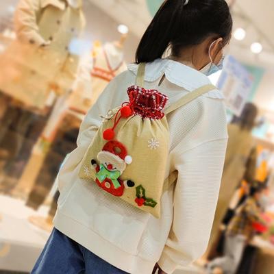 Cartoon Doll Christmas Candy Bag Santa Claus Snowman Christmas Gifts Bag Backpack Large Capacity Drawstring Handbag Holiday
