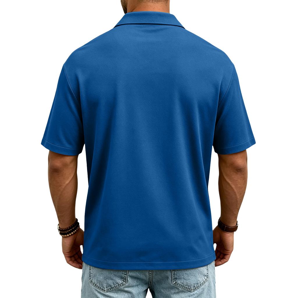 Men's Casual Quick Dry Mesh Golf Polo Shirt Short Sleeve Lightweight Breathable Classic Fit Button Down Collar Top for Sports Outdoor Activities