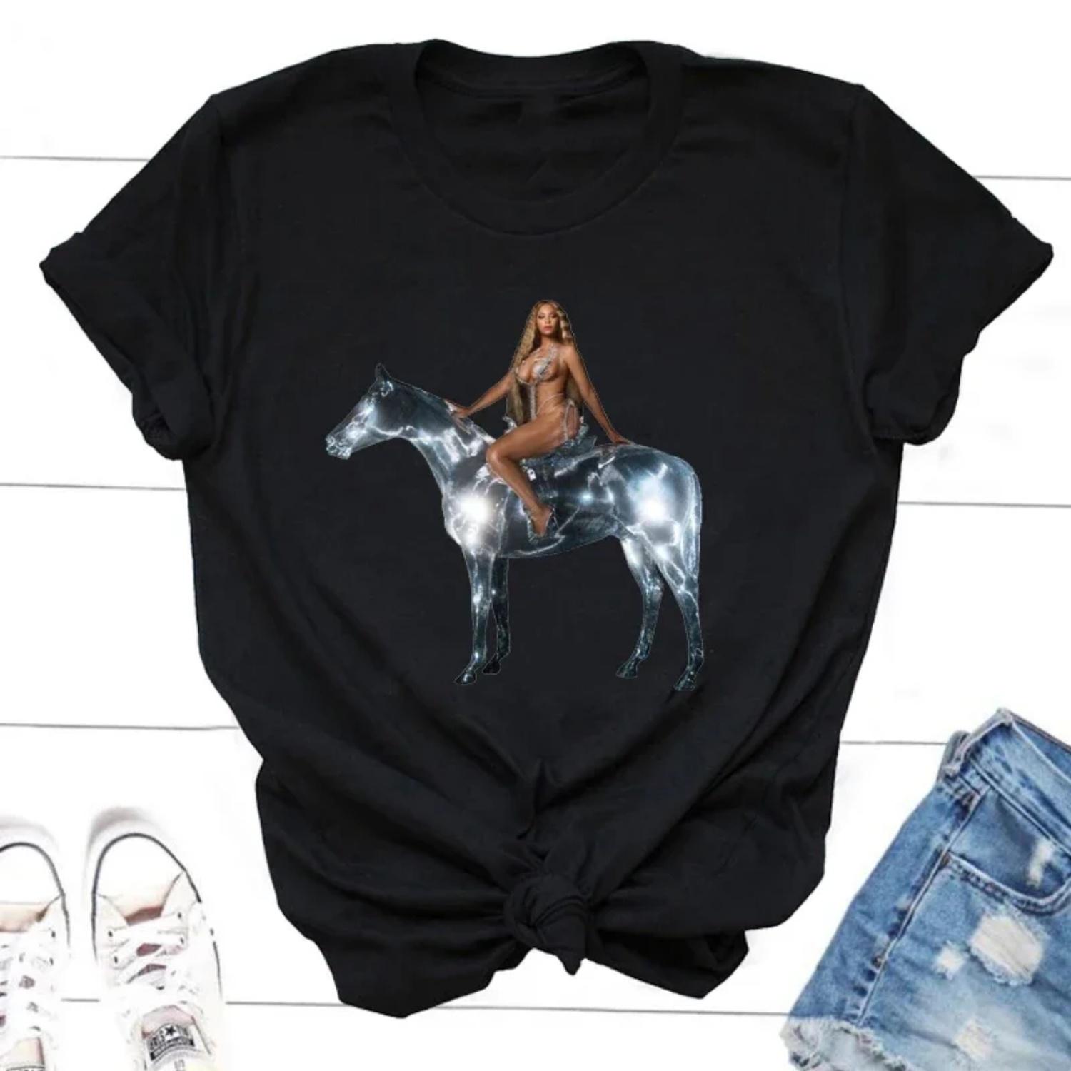 

Beyonce Renaissance World Tour Cotton T-Shirt 2023 Cotton Short Sleeve T Shirt Harajuku Streetwear Graphic Tee Shirt Oversized XXXXXL чорний