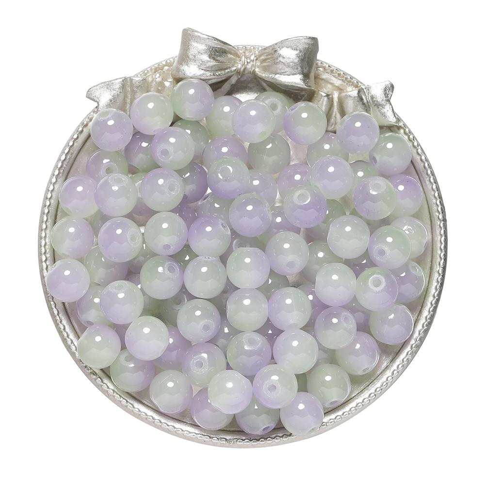 50pcs 8/10mm Double Color Jelly Result Round Glass Beads Loose Spacer Beads Pattern for Jewelry Making DIY Bracelet Necklace