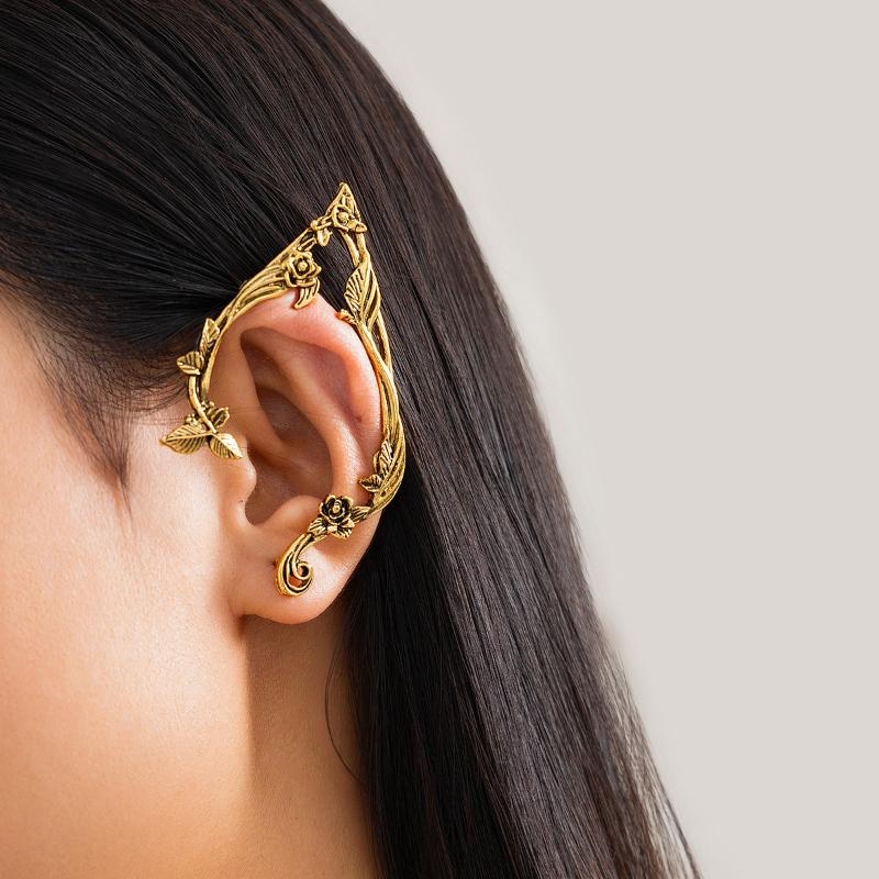Goth Fairy Elf Ear Cuff Earrings Women Statement Vintage Piercing Clip Earring Halloween Party Jewelry Gift