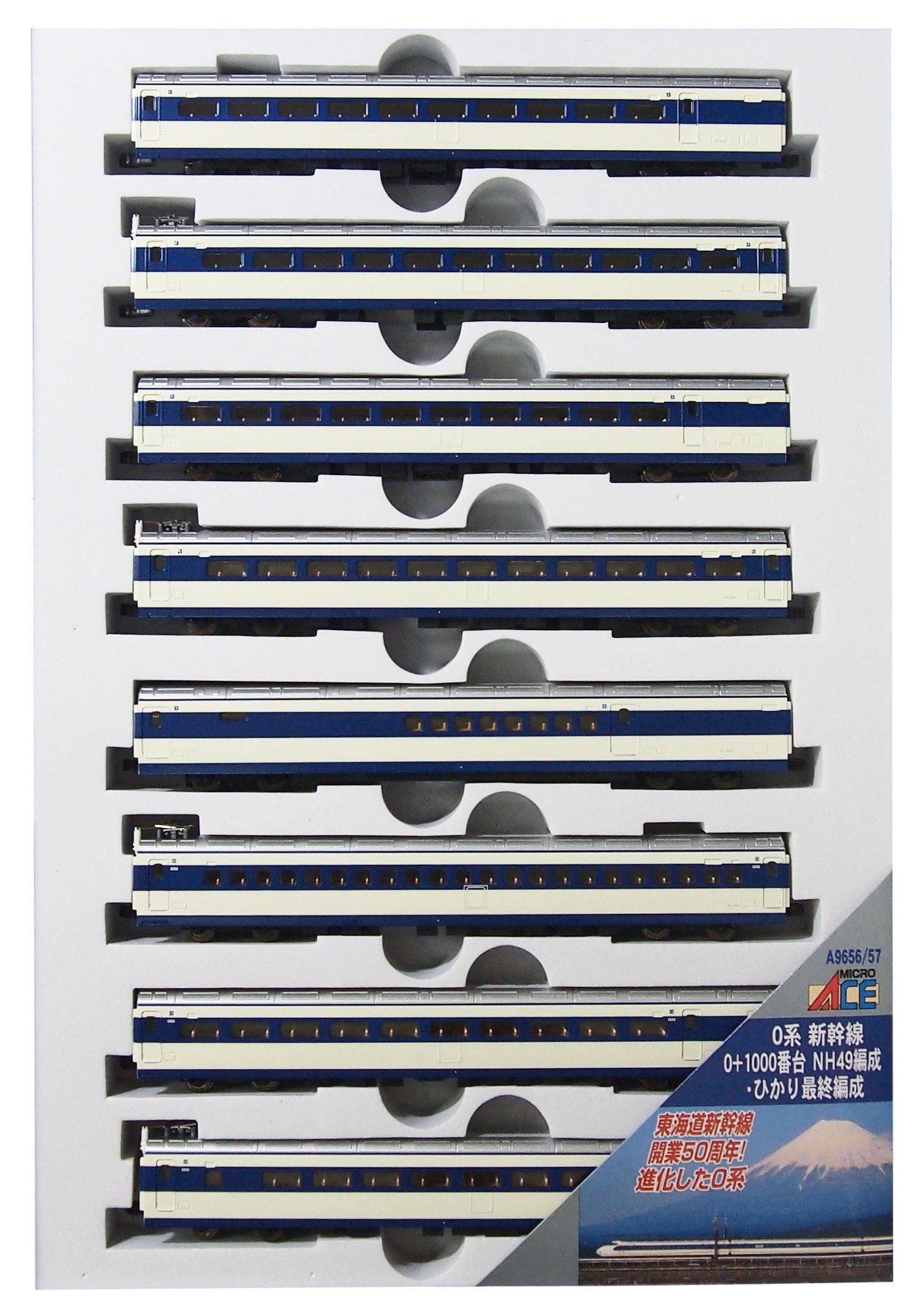 

MicroAce N Gauge 0 Series Shinkansen Series NH49 Formation and Hikari Final Model Train 0+1000 Formation, 8-Car Add-On Set, A9657,