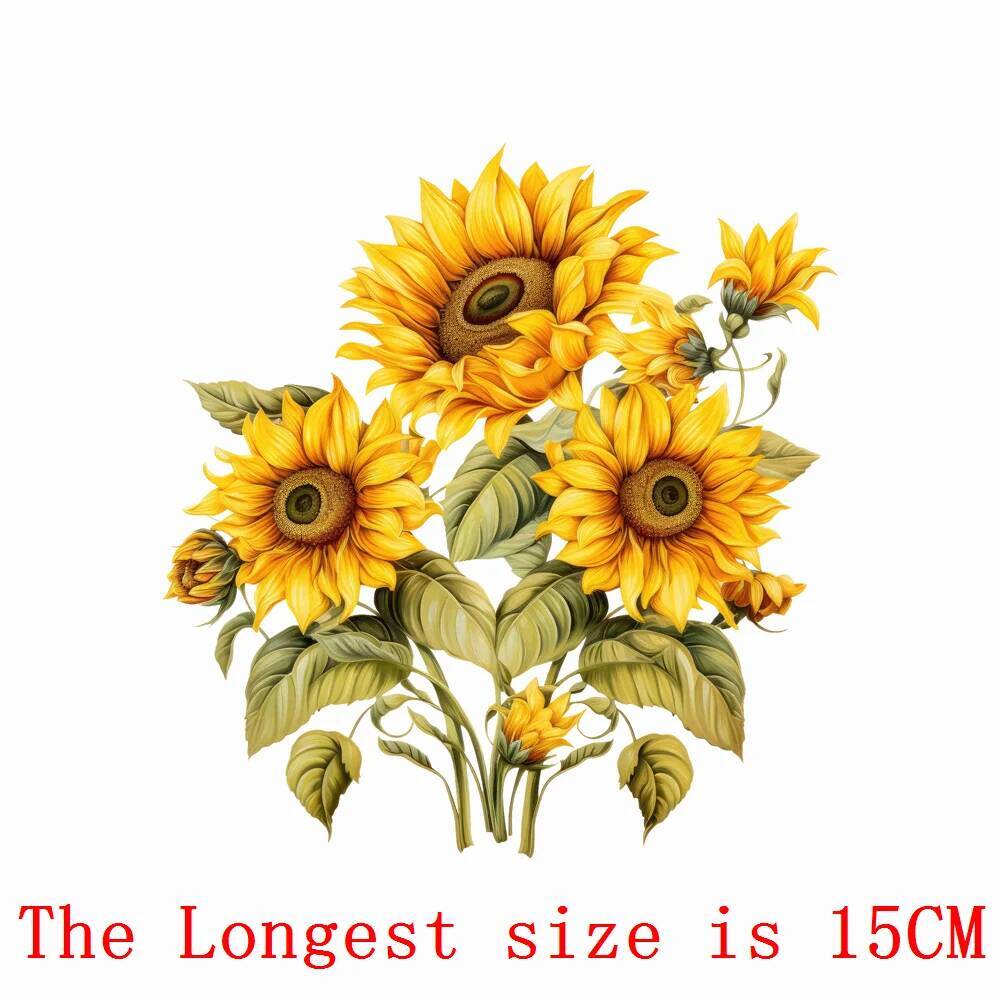 

15cm Kids Rose Flower Iron On Heat Transfer Sticker For Clothes Pinted Vinyl Thermal Appliques Washable T-Shirt Decal santa cruz