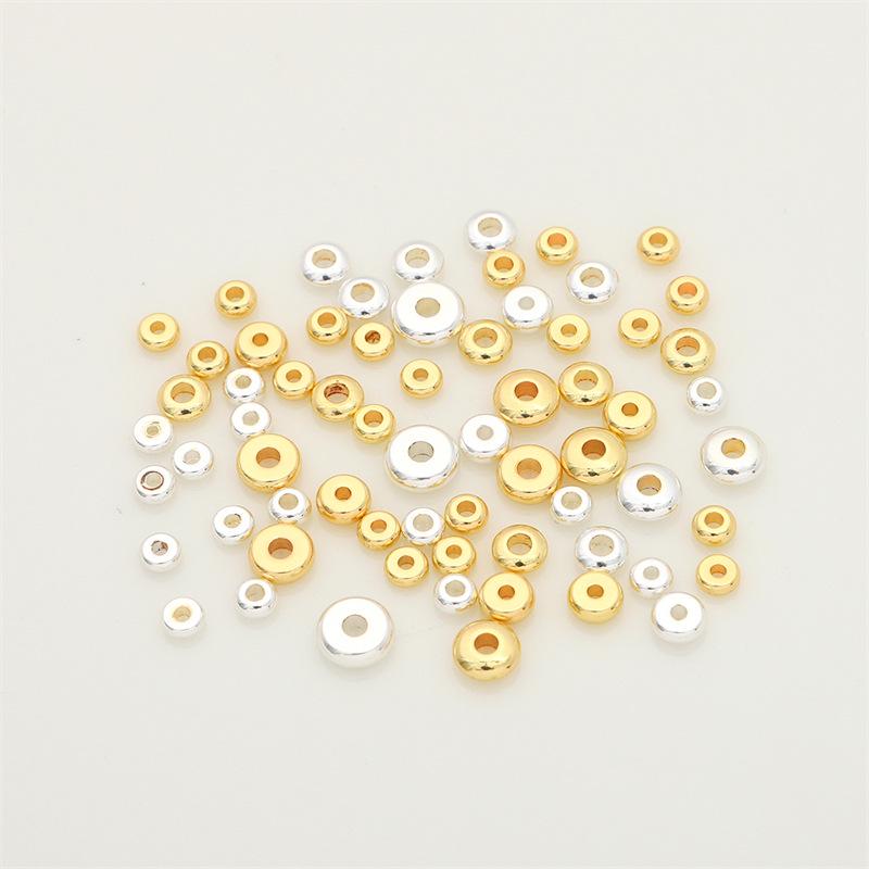 14K Gold-Plated Silver Tone Beads: Thick Spacer & Flat Loose Beads for DIY Jewelry and Bracelets
