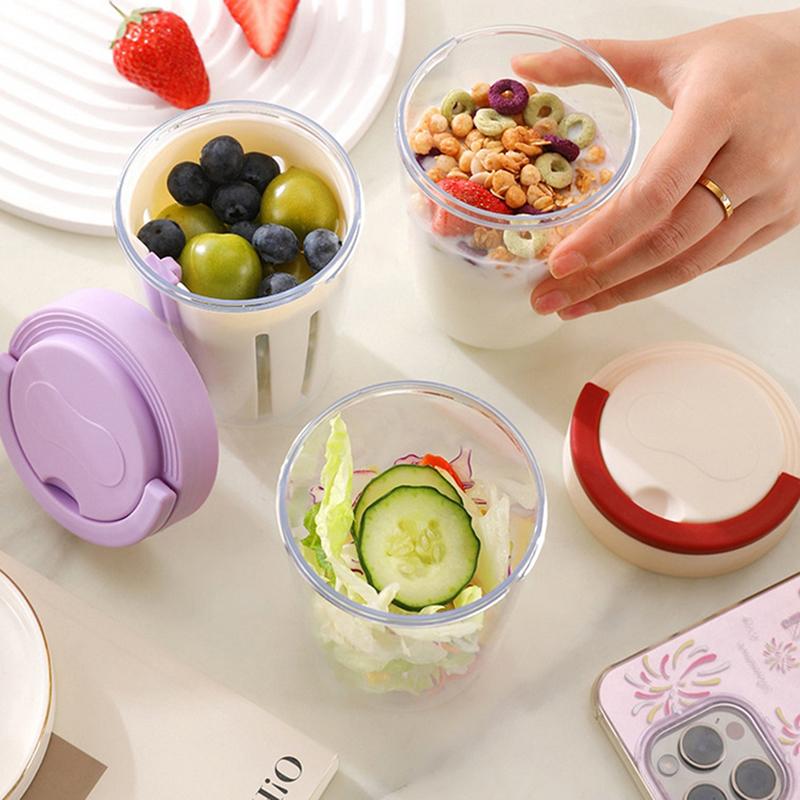 Fruit Storage Box With Drainage, Lid And Fork, Sealed, Leak Proof And Fresh-Keeping, Student Portable Breakfast Cup Picnic Box
