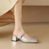 Fashion Women Baotou Half Slippers Summer Luxurious Elegant Artificial Leather Barefoot Print Women Outdoor Fashion Low Heel Slippers