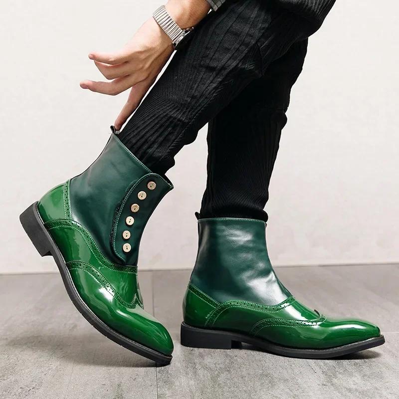 New Men's Classic Retro Genuine Leather Chelsea Boots Men Fashion Ankle Boot Mens Casual British Style Short Boot High-Top Shoes