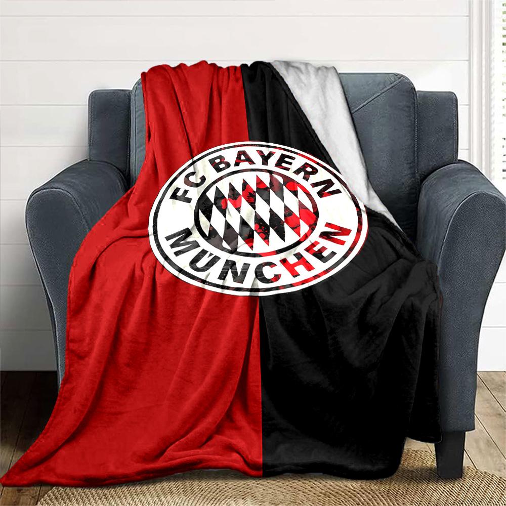FC Bayern München Logo Decke Strapazierfähiger Komfort Perfekt für Bett Wohnzimmer Sofa Vier Jahreszeiten Universell Modern Bestes Weihnachtsgeschenk für Freunde Familie