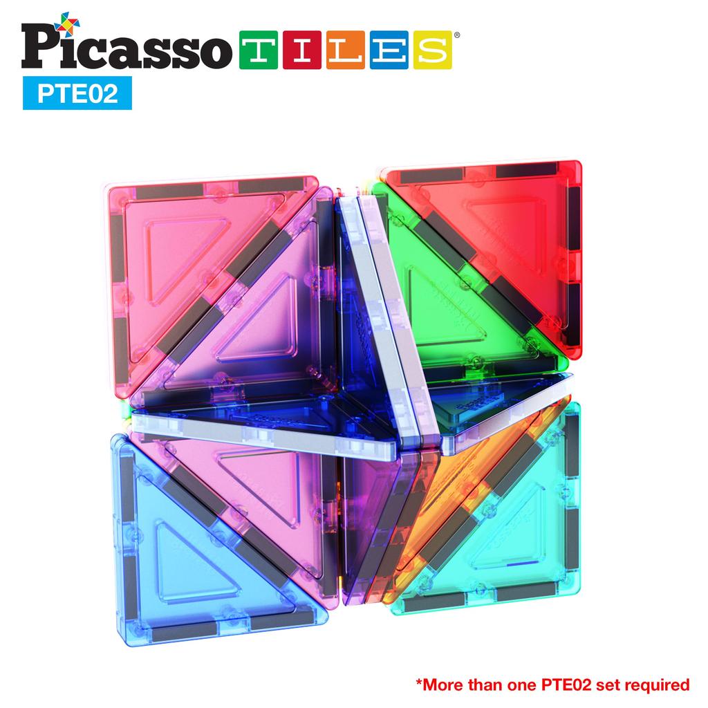 PicassoTiles 12 Pcs Magnetic Building Block Set Right Triangle Magnet Tiles Construction Toy STEM Learning Kit Educational Playset Playboard Pretend