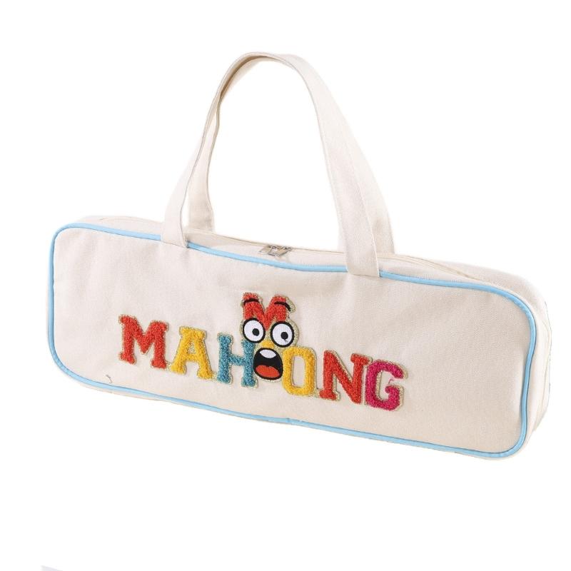 

Modern Cartoon Makeup Carry Bag For Mahjong Storage Made Of Strong Canvas Fabric белый