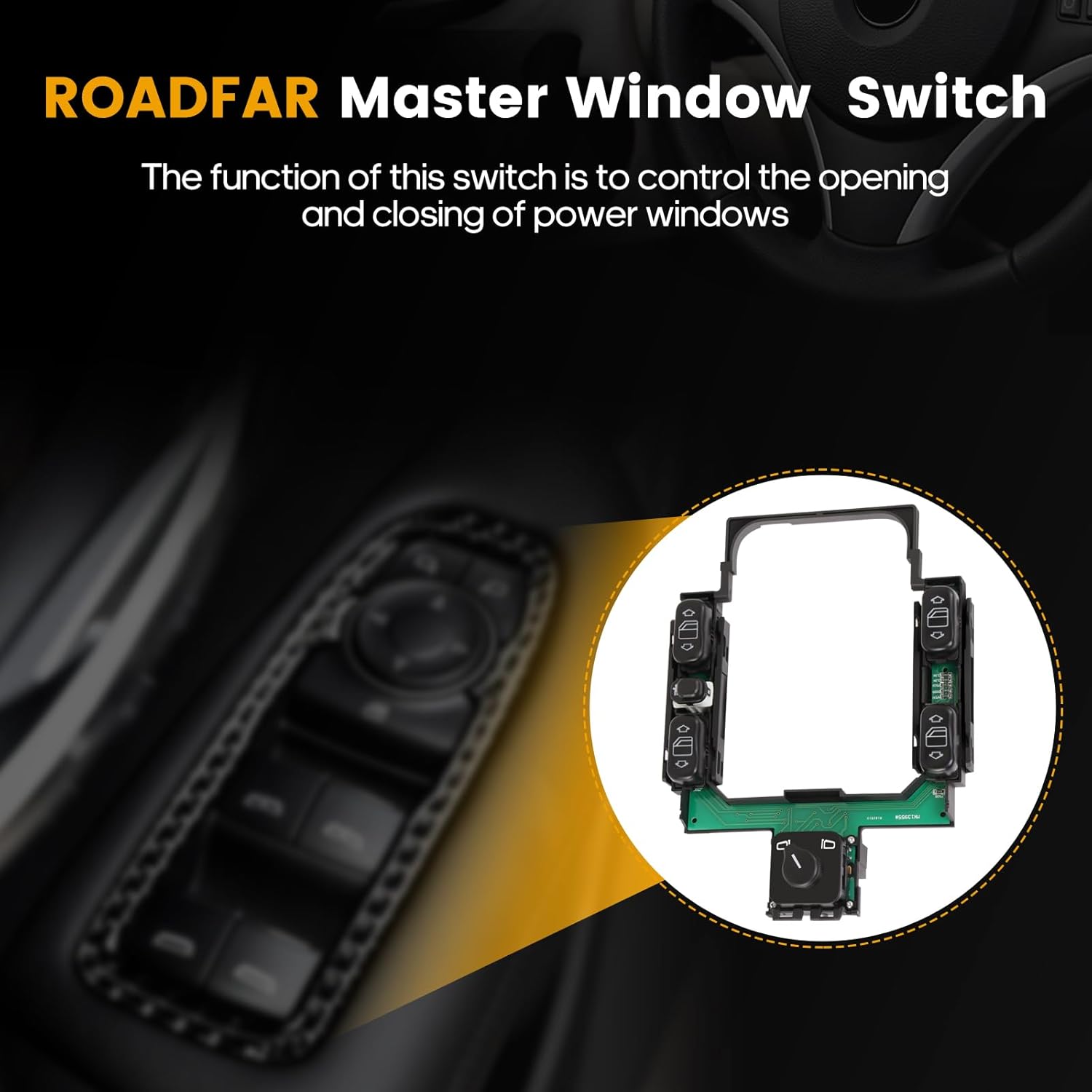 ROADFAR Window Switch, Power Window Switch Master Control Front Driver Side Fits 1996-1997 for Mercedes Benz E3 E320 Master 1997 for Mercedes Benz