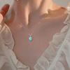 Heart Moonstone Necklace For Women Silver Color Gradient Gemstones Pendant Necklace Bead Chain Necklace Fashion Jewerly Gift