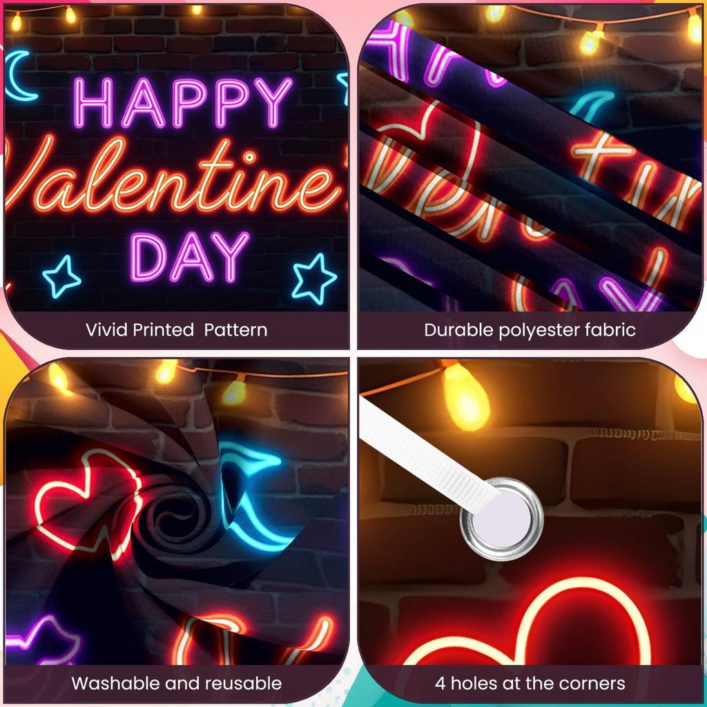 Love Party Banner Heart Pattern Valentine's Event Backdrop Happy Valentine's Day Banner Gift Box Design For Photo Shoot Lover's