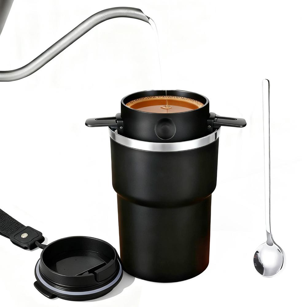 304 Stainless Steel Insulated Coffee Cup - Hand Brew, Car/Road Trip/Camping Use, Leak-Proof Thermal Mug for Daily/Outdoor/Travel YJKJ-007