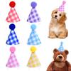 Nonwoven Pet Birthday Hat for Small Dog Cats, Checkered Party Cap, Elastic Cord, 10 X 6 Cm, Headpiece for Celebration Party