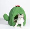 LLAMAS Cactus-Shaped Pet House, Cat Bed with Cushion for Small Dogs, Non-Slip, Breathable, Green