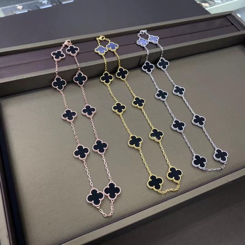 High Version of The Ten-flower Necklace Lucky Four-leaf Clover 10-flower Necklace Clavicle Chain Agate Women's Necklace
